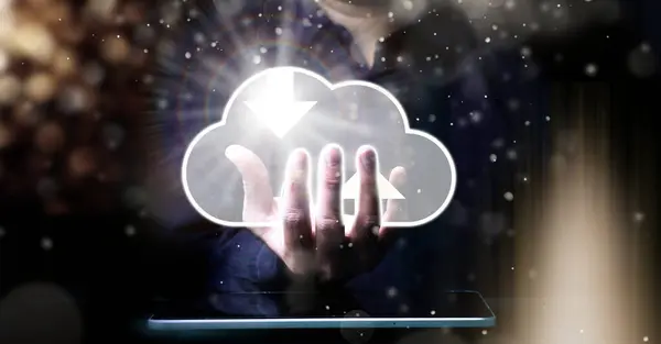 hand hold cloud storage for data storage technology and information