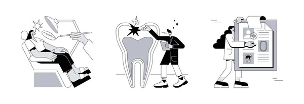 Οδοντιατρική Φροντίδα Αφηρημένη Έννοια Διάνυσμα Εικονογράφηση Σετ Οδοντιατρική Εξέταση Και — Διανυσματικό Αρχείο