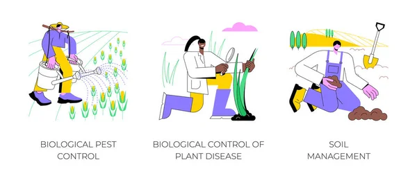 Agricoltura Biologica Isolato Settore Cartoni Animati Vettoriali Illustrazioni Set Lotta — Vettoriale Stock