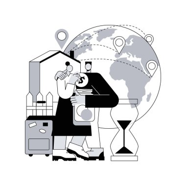 Göç kavramsal konsept vektör illüstrasyonunu iade et. Gezginlerin dönüşü, geri dönüş ödeneği, dairesel göç, geri dönüş, yurt dışına taşınma, eve dönüş, havaalanı soyut metaforuna varış.