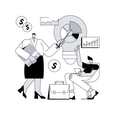 İş planı soyut konsept vektör çizimi. Stratejik iş planlaması, finansal plan oluşturma, girişim geliştirme, kurumsal pazarlama stratejisi, girişimci soyut metaforu.