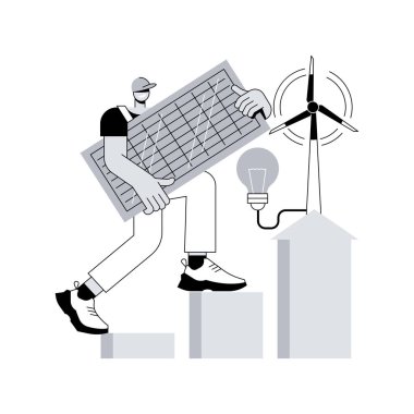 Yeşil ekonomi soyut konsept vektör çizimi. Düşük karbon küresel ekonomi, sürdürülebilir kalkınma, yeşil eğitim, küresel ekonomik büyüme, biyo-dairesel, iklime dayanıklı soyut metafor.