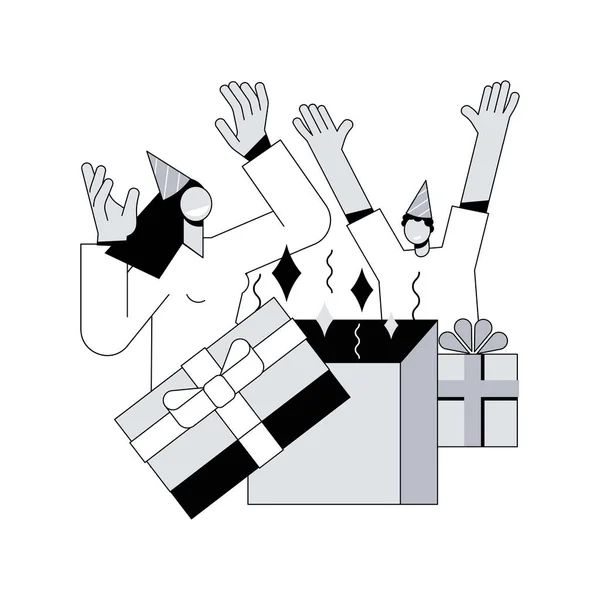 Gift Opening Partij Abstract Concept Vector Illustratie Day Party Samen — Stockvector