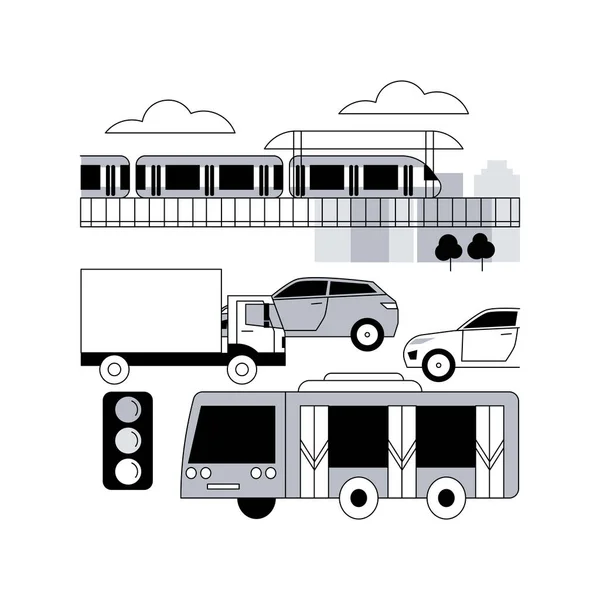 Transport Urbain Concept Abstrait Illustration Vectorielle Système Transports Commun Routes — Image vectorielle