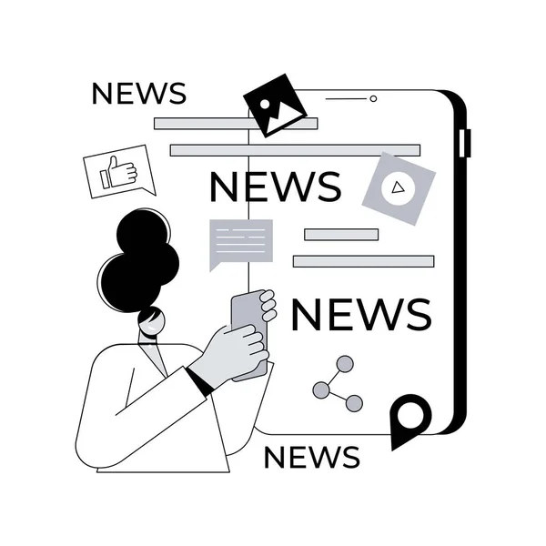 Абстрактная Векторная Иллюстрация Мобильного Контента Онлайн Новости Уведомления Прямой Эфир — стоковый вектор