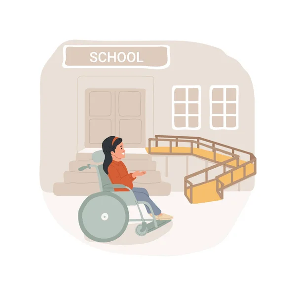 Rollstuhlrampe Isolierte Zeichentrickvektorillustration Inklusive Schulumgebung Rollstuhlrampe Schüler Rollstuhl Der Nähe — Stockvektor