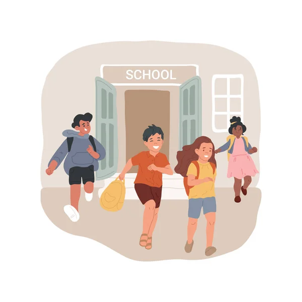 Schulferien Isoliert Cartoon Vektor Illustration Glückliche Schüler Verlassen Die Schule — Stockvektor