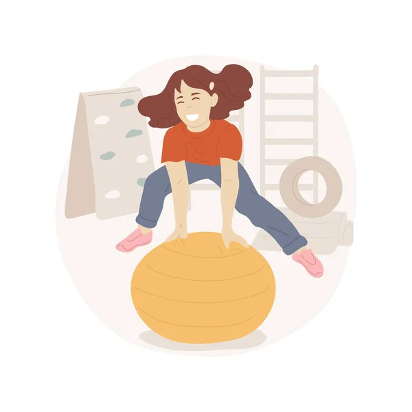 Fitness Bal Geïsoleerde Cartoon Vector Illustratie Meisje Springen Een Fitness — Stockvector
