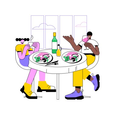 Mediterranean cuisine isolated cartoon vector illustrations. Happy couple eating out in a Greek restaurant together, fish and olives on the table, mediterranean cuisine dinner vector cartoon.