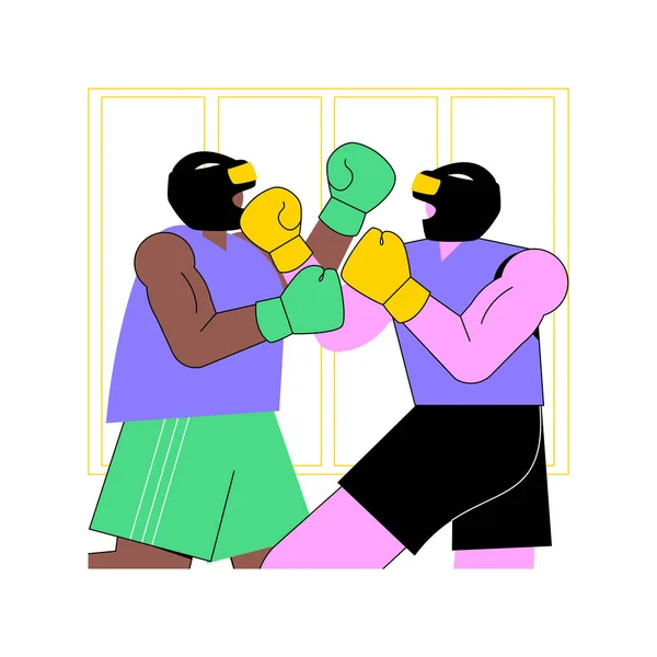 Sparring Ring Isolated Cartoon Vector Illustrations Strong Boys Gloves Helmets — Stockvektor