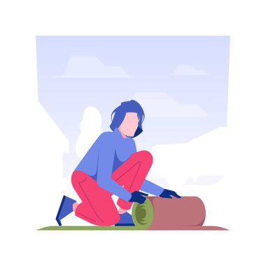 Çimento izole edilmiş konsept vektör çizimi. Üniformalı bahçıvan çimenlik, dış işler, bahçe bakımı, çayır düzenleme süreci, çimen yerleştirme konsepti..