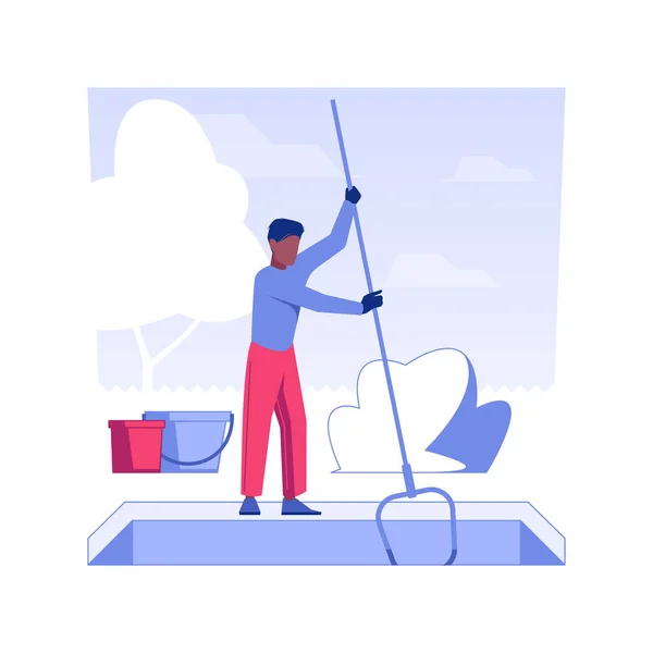 Pool Maintenance Isolated Concept Vector Illustration Repairman Deals Pool Cleaning — Stock Vector