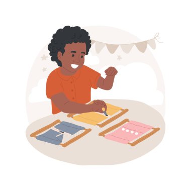 Fermuar kulübü karikatür vektör illüstrasyonunu izole etti. Kişisel beceri geliştirme, anaokulu öğretmenliği, montessori metodu, fermuar klubü aktivitesi, oyuncak vektör karikatürü..