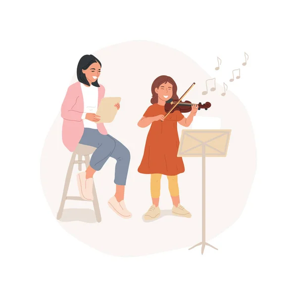 Играйте Скрипке Изолированной Мультипликационной Векторной Иллюстрацией Ребенок Играет Скрипке Учитель — стоковый вектор