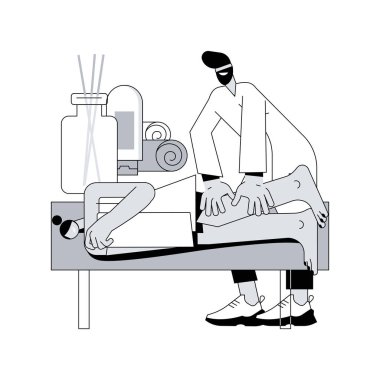 Profesyonel masaj terapisi soyut konsept vektör çizimi. Profesyonel spor terapisi, masaj yaralanması tedavisi, sağlık hizmetleri, spa rahatlama, alternatif tıp soyut metaforu.