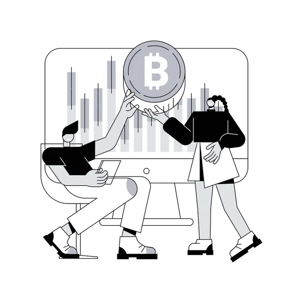 Cryptocurrency Trading Desk Astratto Concetto Vettoriale Illustrazione Bitcoin Futures Platform — Vettoriale Stock