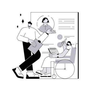 Engelli istihdam konsepti vektör çizimi. Engelli işi, engelli işe alımı, şirket istihdam politikası, kapsayıcılık programı, çeşitlilik desteği soyut metaforu.