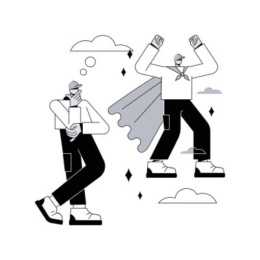 Özsaygı soyut konsept vektör çizimi. Özsaygı ve öz saygı, özgüven, kişilik özelliği, öznel değerlendirme, kişisel değer, özgün metafor hakkında yargılama.