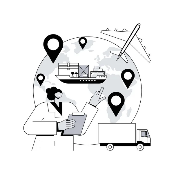 全球运输系统抽象概念矢量图解 全球物流 国际货运服务 全球货运跟踪软件 运输业抽象隐喻 — 图库矢量图片