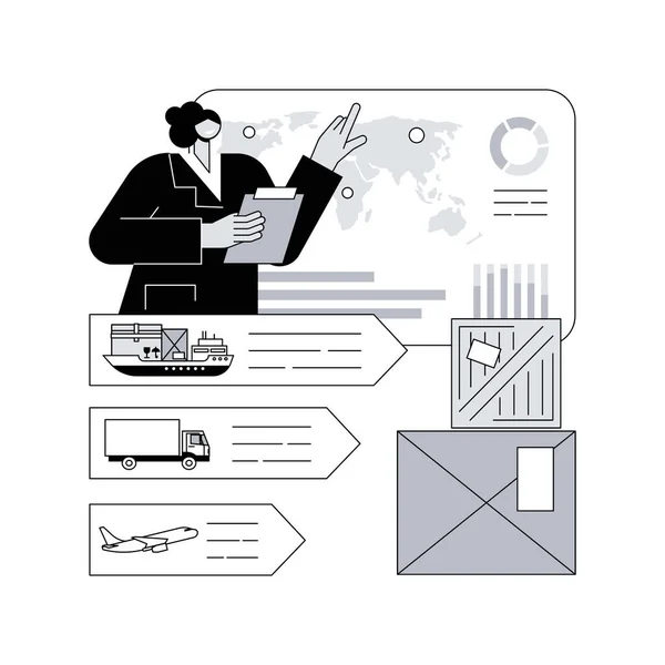 stock vector Supply chain analytics abstract concept vector illustration. Transportation cost optimization, data-driven strategic decision, logistic industry, goods delivery, demand planning abstract metaphor.