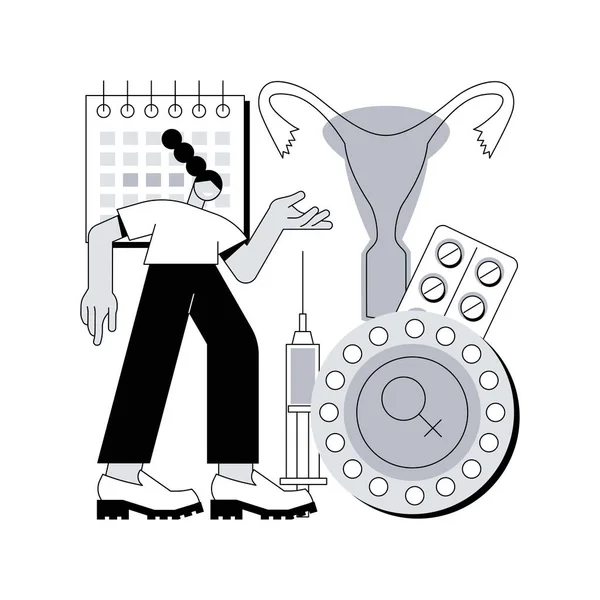 Anticonceptivos Femeninos Concepto Abstracto Vector Ilustración Fármaco Anticonceptivo Femenino Píldora — Archivo Imágenes Vectoriales