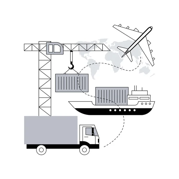 组合传输抽象概念向量说明 多式联运 货物运输 卡车运送 货运站台 行李抽象隐喻 — 图库矢量图片