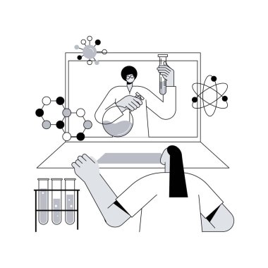 BTMM aktiviteleri soyut konsept vektör çizimi. Karantina sırasında STEM, eğlenceli ev öğrenme aktivitesi, kendini izole etme bilim eğlencesi, soyut çocuklar için mühendislik zorluğu.