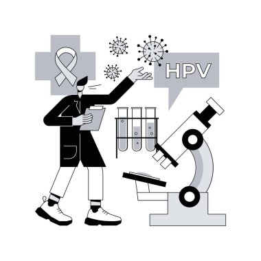 HPV soyut konsept vektör çizimi için risk faktörleri. İnsan papillomavirus iletimi, risk faktörleri, HPV önleme, enfeksiyon teşhisi ve tedavisi, bağışıklık sistemleri soyut metafor.