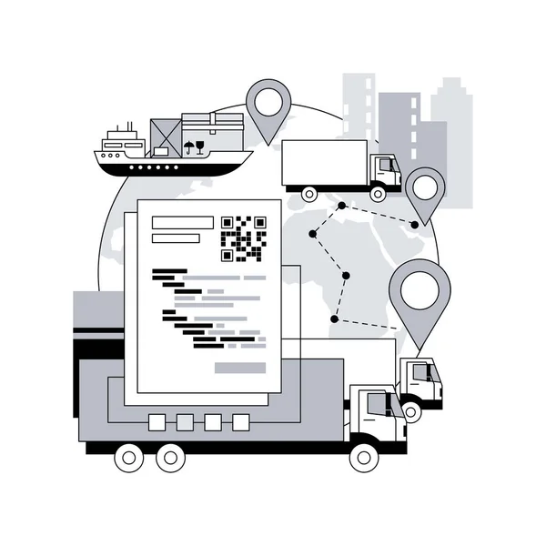 运输技术中的链锁抽象概念矢量图解 锁链技术 自动化货运跟踪 商业运输业 管理抽象隐喻 — 图库矢量图片