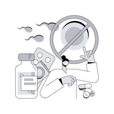 Acil doğum kontrolü soyut konsept vektör çizimi. Hormonal doğum kontrol, acil doğum kontrol ilacı, aile planlaması, hamilelik kontrol ilacı, soyut metafor.