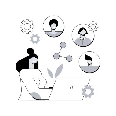 Çalışanların soyut konsept vektör illüstrasyonunu paylaşması. Çalışanların hisse senedi opsiyonu, yeni istihdam biçimi, stratejik paylaşım, birçok işverenle sözleşme imzalama, en son işe alma eğilimi soyut metafor.