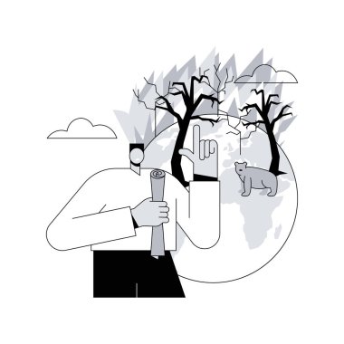 Vahşi ateşin soyut konsept vektör illüstrasyonunun önlenmesi. Orman ve çimen yangını, yangın güvenlik mühendisliği, yangın önleme, itfaiye, soyut metafor tasarrufu..