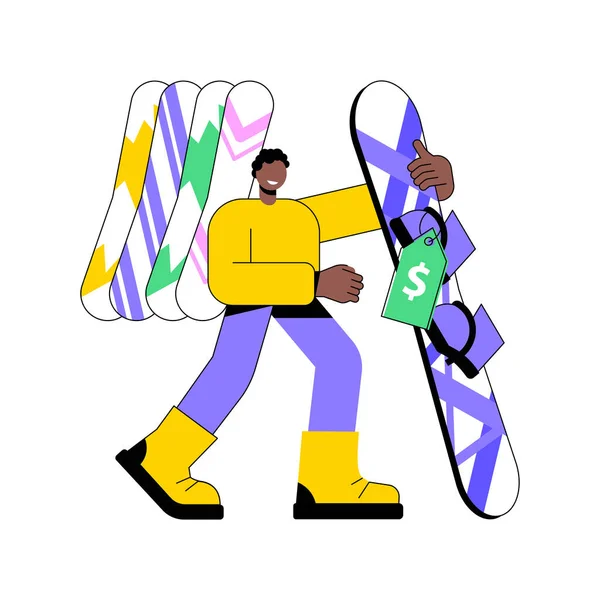 Vyberte Snowboard Izolované Kreslené Vektorové Ilustrace Muž Výběru Právo Size — Stockový vektor