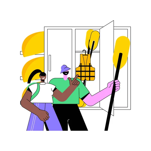 Kayak Self Service Aluguer Isolado Desenhos Animados Ilustrações Vetoriais Grupo — Vetor de Stock