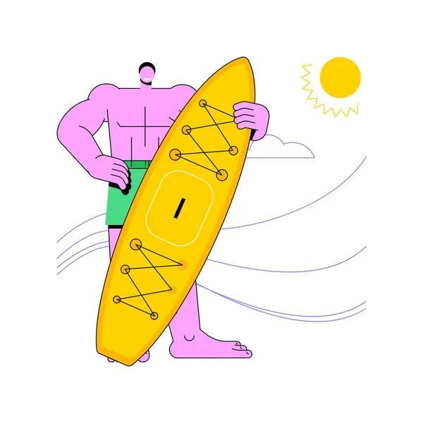 Paddle Board Verleih Isolierte Cartoon Vektor Illustrationen Glücklicher Junger Mann — Stockvektor
