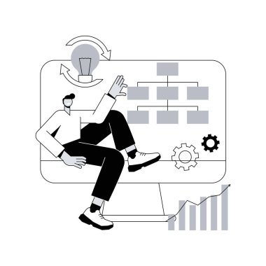 Çalışma akışı süreci soyut konsept vektör çizimi. Tasarım ve otomasyon, ofis verimliliğini artırma, iş süreci, bulut tabanlı proje yönetim platformu yazılımı soyut metaforu.