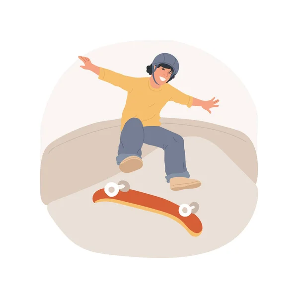 Haciendo Trucos Ilustración Vectorial Dibujos Animados Aislados Deportivo Adolescente Skateboarder — Archivo Imágenes Vectoriales