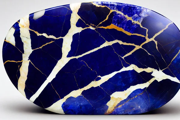 Ultramarine blue and gold Tanzanite marble abstract background. Decorative acrylic paint pouring rock marble texture. Horizontal Tanzanite stones geometric abstract pattern.