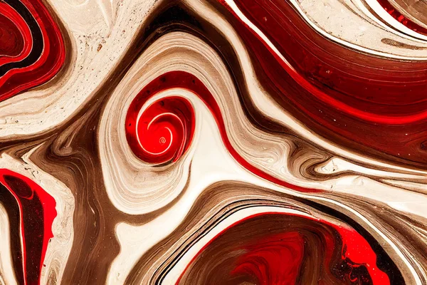 Red and white marble abstract background. Decorative acrylic paint pouring rock marble texture. Horizontal Red and white wavy abstract pattern.