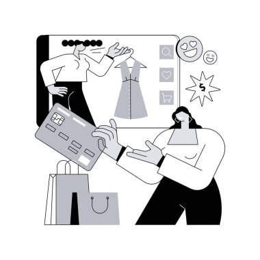 Kredi kartı soyut konsept vektör çizimi. Banka kredi programı, e-ticaret ve çevrimiçi alışveriş, mali işlemler ve plastik kart, mobil ödeme, kart sahibi soyut metafor.