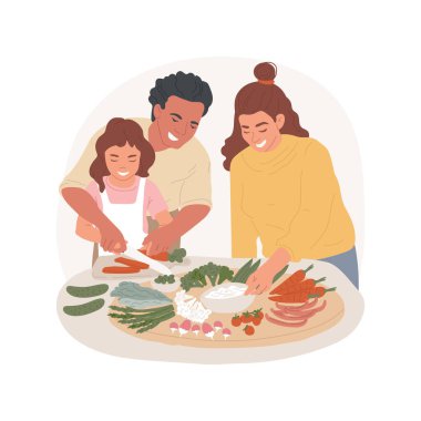 Sebze tabağı izole edilmiş karikatür vektör çizimi. Yemek hazırlama, sebze standı, sebze ve soslu tabak, aile dilimleme havuçları, ev partisi masa karikatürü..