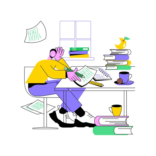 Study Too Much Isolated Cartoon Vector Illustrations Nerd Boy Studying — 스톡 벡터