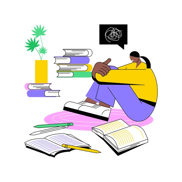 Worries Exams Isolated Cartoon Vector Illustrations Young Girl Nervous Exams — Stok Vektör
