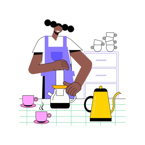 Aeropress Coffee Isolated Cartoon Vector Illustrations Barista Works Special Device — 스톡 벡터