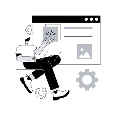 Tek sayfa uygulaması soyut konsept vektör çizimi. SPA web sayfası, web geliştirme eğilimi, bir tarayıcı içindeki uygulama, dinamik olarak yeniden yazan sayfa, ilgili web sitesi oluşturma soyut metaforu.