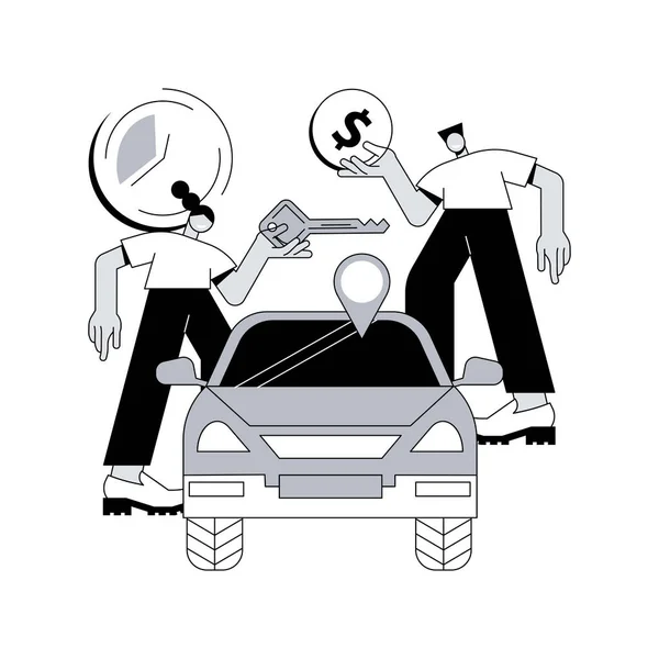 Carsharing Servicio Abstracto Concepto Vector Ilustración Servicio Alquiler Alquiler Corto — Archivo Imágenes Vectoriales