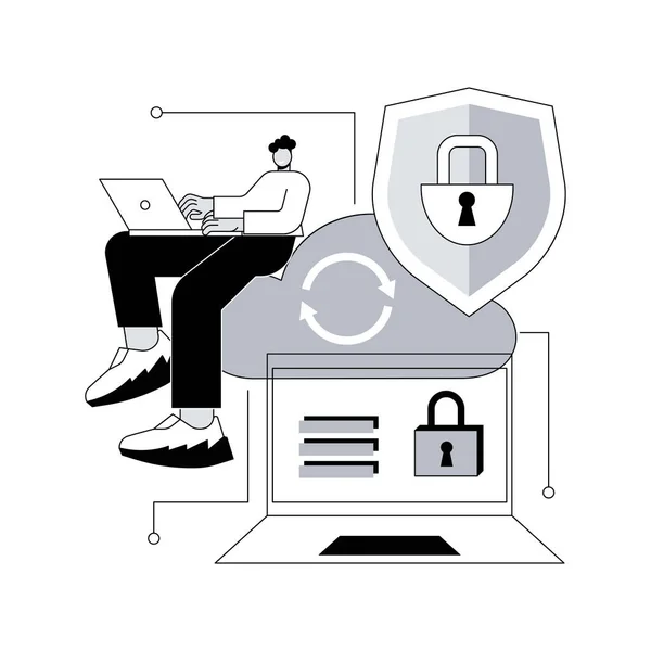 Cloud Computing Sicurezza Astratto Concetto Vettoriale Illustrazione Sistema Sicurezza Delle — Vettoriale Stock