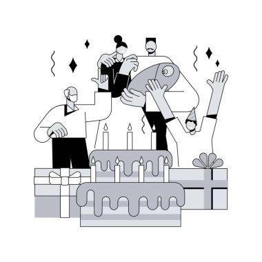 Aile geleneği soyut konsept vektör çizimi. Aile buluşması, atalarımızın geleneği, ev partisi, toplanma günü, güzel zaman geçirme, şenlikli yemek, soyut metafor kutlaması..