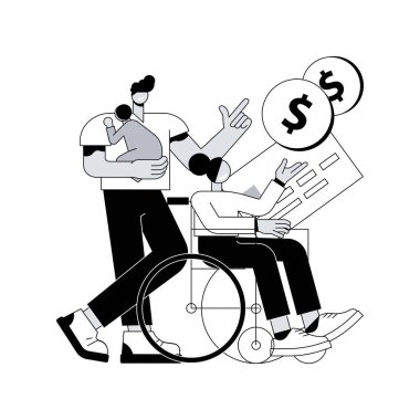 Bağımlı aile üyesi soyut konsept vektör çizimi. Bağımlı kardeş, yaşlı destek, küçük çocuk, engelli ebeveyn, hasta karı-koca, ciddi hastalık, bakıcı soyut metafor.