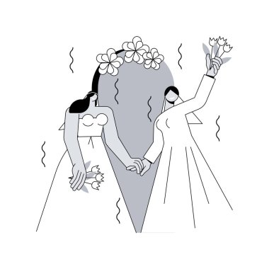 Sivil Birlik soyut konsept vektör çizimi. Sivil homoseksüel ortaklık, aynı cinsiyet, iki damat, nikah yüzüğü, eşcinsel ya da lezbiyen çift, aile hukuku, hoşgörüsüzlük ve önyargılı metafor.